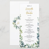 Elegante botanische groen bladeren Bruiloft Menu (Voorkant / Achterkant)
