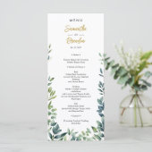 Elegante botanische groen bladeren Bruiloft Menu (Staand voorkant)
