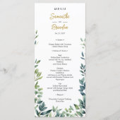 Elegante botanische groen bladeren Bruiloft Menu (Voorkant)