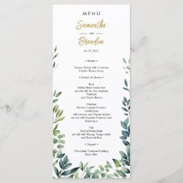 Elegante botanische groen bladeren Bruiloft Menu