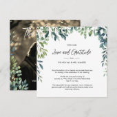 Elegante botanische groen bladeren Foto Bruiloft Bedankkaart (Voorkant / Achterkant)