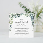 Elegante botanische groen bladeren Foto Bruiloft Bedankkaart (Staand voorkant)