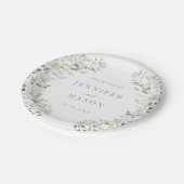 Elegante Botanische groen bloemenbruiloft Papieren Bordje (Gekanteld)