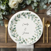 Elegante botanische groen bruiloft papier Borden Papieren Bordje