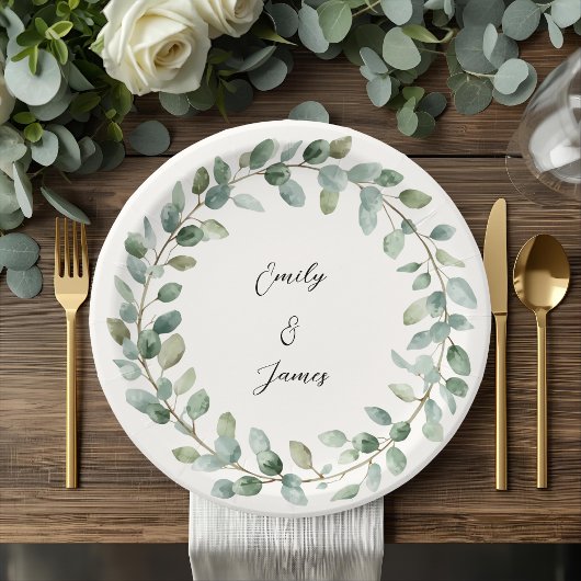 Elegante botanische groen bruiloft papier Borden Papieren Bordje