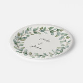 Elegante botanische groen bruiloft papier Borden Papieren Bordje (Gekanteld)