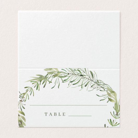 Elegante botanische groen bruiloft plaats kaarten (Buitenkant ongevouwen)