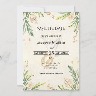 Elegante botanische groen Dove & Ringen bruiloft Save The Date