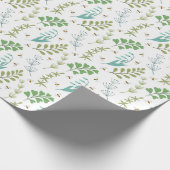 Elegante botanische groen gebladerte honingbij cadeaupapier (Hoek)