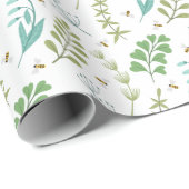 Elegante botanische groen gebladerte honingbij cadeaupapier (Rol Hoek)