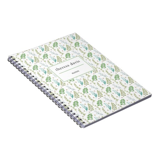 Elegante botanische groen gebladerte honingbij notitieboek (Rechterzijde)