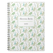 Elegante botanische groen gebladerte honingbij notitieboek (Voorkant)