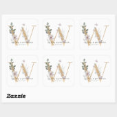 Elegante Botanische groen gouden bruiloft gunst Vierkante Sticker (Vel)