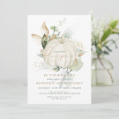 Elegante botanische groen gouden pompoen verjaarda kaart (Staand voorkant)