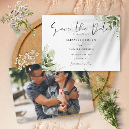 Elegante Botanische Groene Bladeren Foto Save The Date
