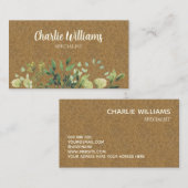 Elegante botanische groene bladeren kraft visitekaartje (Voorkant / Achterkant)