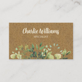 Elegante botanische groene bladeren kraft visitekaartje