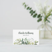 Elegante botanische groene bladeren wit visitekaartje (Staand voorkant)