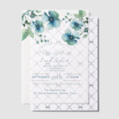 Elegante botanische groene blauwe bloemen bruiloft vellum uitnodigingen (Offset (Uitnodiging))