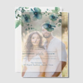 Elegante botanische groene blauwe bloemige bruilof vellum uitnodigingen (Offset (Koppel))
