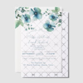 Elegante botanische groene blauwe bloemige bruilof vellum uitnodigingen (Offset (Uitnodiging))