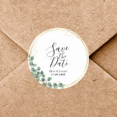 Elegante Botanische Groene Bruiloft Save The Date Ronde Sticker