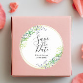 Elegante Botanische Groene Bruiloft Save The Date Ronde Sticker