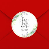 Elegante Botanische Groene Bruiloft Save The Date Ronde Sticker