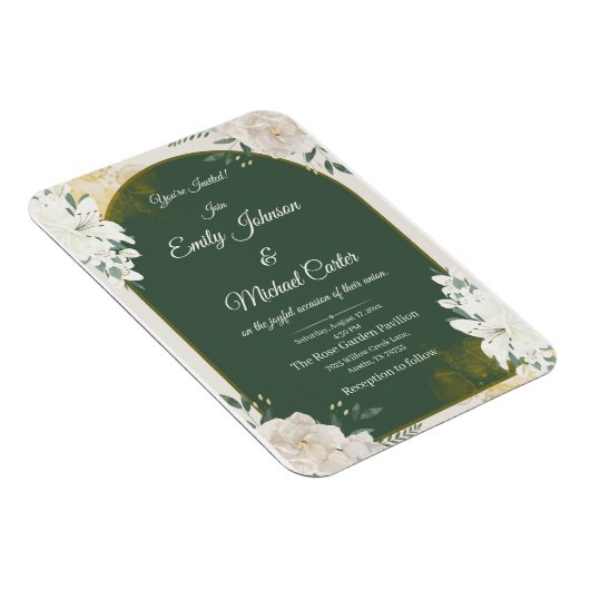 Elegante botanische groene en gouden bruiloft uitn magneet (Rechterzijde)