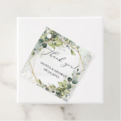 Elegante botanische groene eucalyptus goud geometr bedankjes labels (In situ)