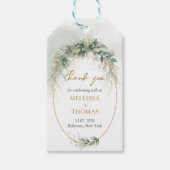 Elegante botanische groene eucalyptus goud geometr cadeaulabel (Voorkant)