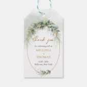 Elegante botanische groene eucalyptus goud geometr cadeaulabel (Achterkant)