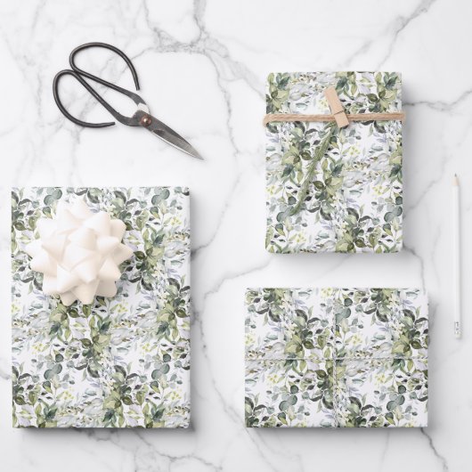 Elegante botanische groene eucalyptus goud geometr inpakpapier vel (Voorkant)