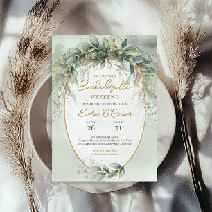 Elegante botanische groene eucalyptus goud geometr kaart