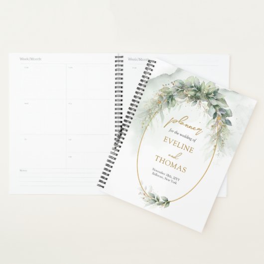 Elegante botanische groene eucalyptus goud geometr planner (Display)