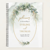 Elegante botanische groene eucalyptus goud geometr planner (Voorkant)