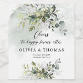 Elegante botanische groene eucalyptus goud geometr wijn etiket (Enkel label)