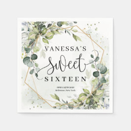 Elegante botanische groene eucalyptus goud Sweet 1 Servet