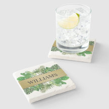 Elegante botanische groene faux gouden palmblad