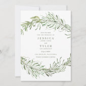 Elegante Botanische Groene Foto Bruiloft Save The Date (Voorkant)