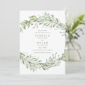 Elegante Botanische Groene Foto Bruiloft Save The Date (Staand voorkant)