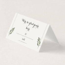 Elegante Botanische Groene Gevouwen Zitplaatskaart Kaart
