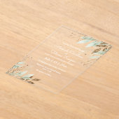 Elegante botanische groene gouden bladeren bruilof acryl uitnodigingen (Laagn)