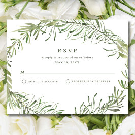 Elegante Botanische Groene Huwelijks RSVP Kaartje