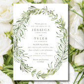 Elegante botanische groene huwelijksfeest kaart