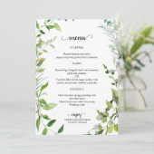 Elegante Botanische Groene Huwelijksmenu Menu (Staand voorkant)