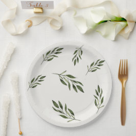Elegante Botanische Groene Huwelijksreceptie Menu' Papieren Bordje