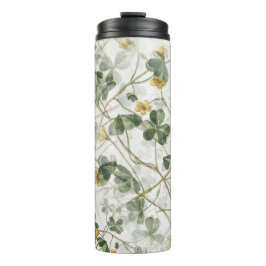 Elegante Botanische Groene Klaver Watercolor Therm Thermosbeker