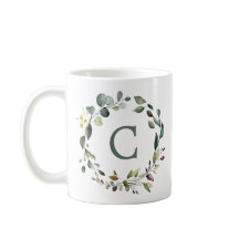 Elegante botanische groene krans monogram