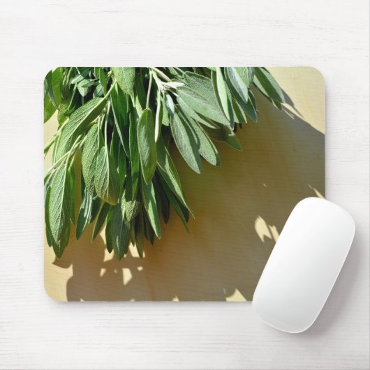 Elegante botanische groene kruiden bladeren salie muismat (Met muis)